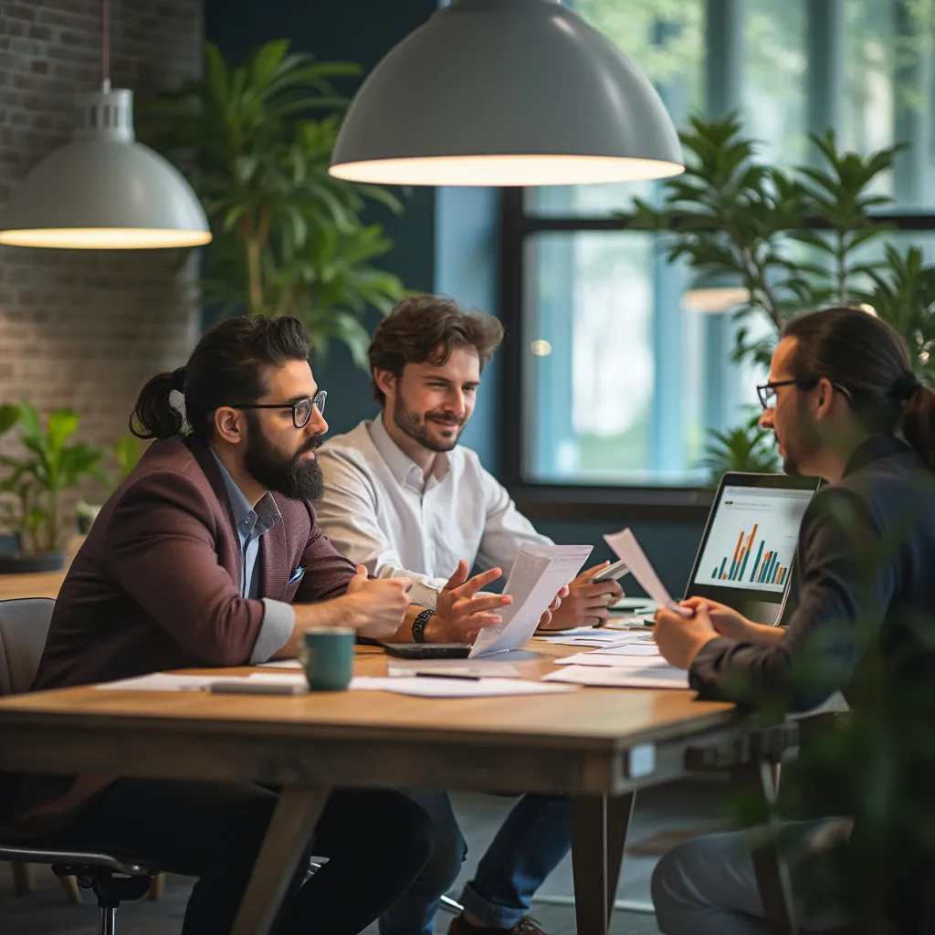 Equipo de consultores estratégicos analizando datos